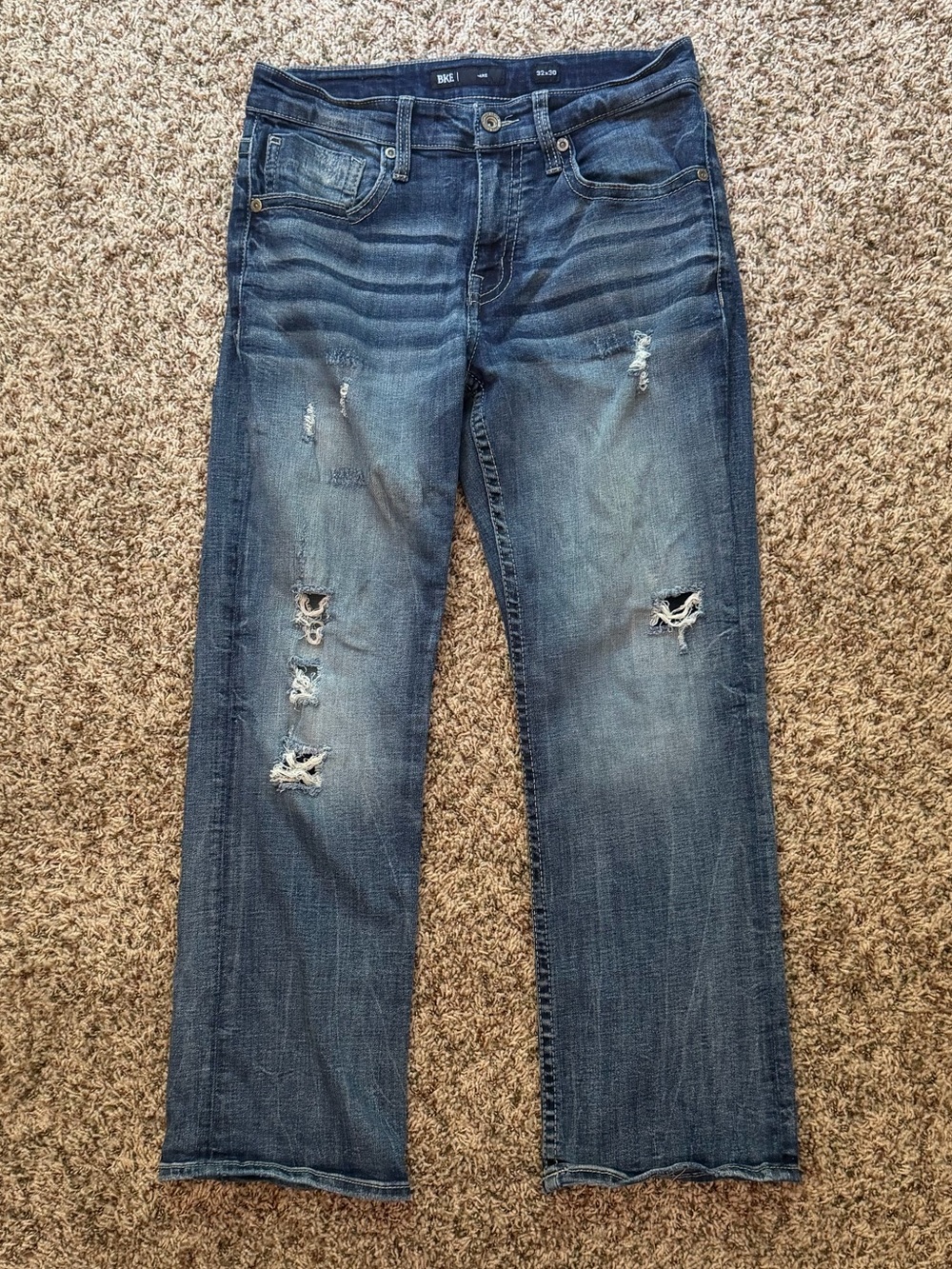*BKE Buckle* Jake straight men’s soft distressed denim blue jeans - 32/30
